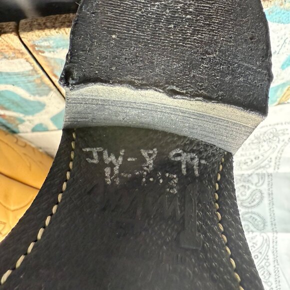 Vtg Justin Mule Hide Tan Western Work Cowboy Boots Mens 7.5D USA Made Cushioned - Picture 8 of 11